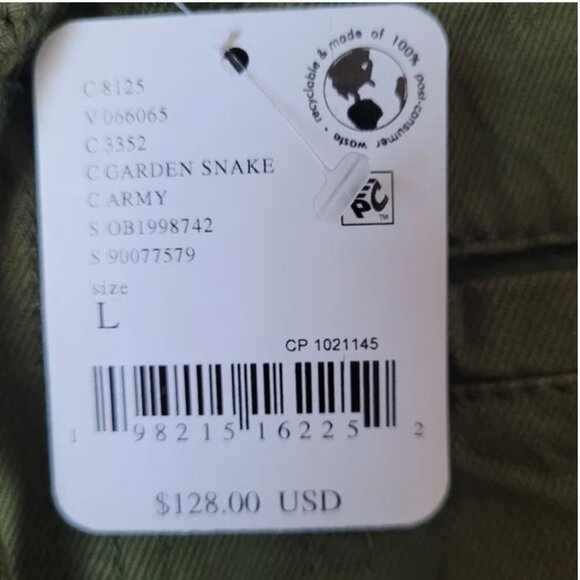 Free People NWT Cargo Army Military Green Shorts Cotton Linen size L - Picture 4 of 5